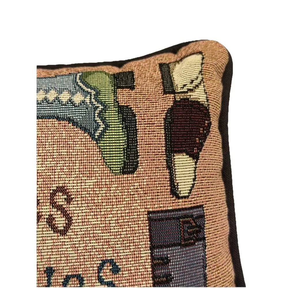 Vintage Tapestry Throw Pillow “Shoes Cure The Blues” 12’ X 8’ Fast Ship 3469-21